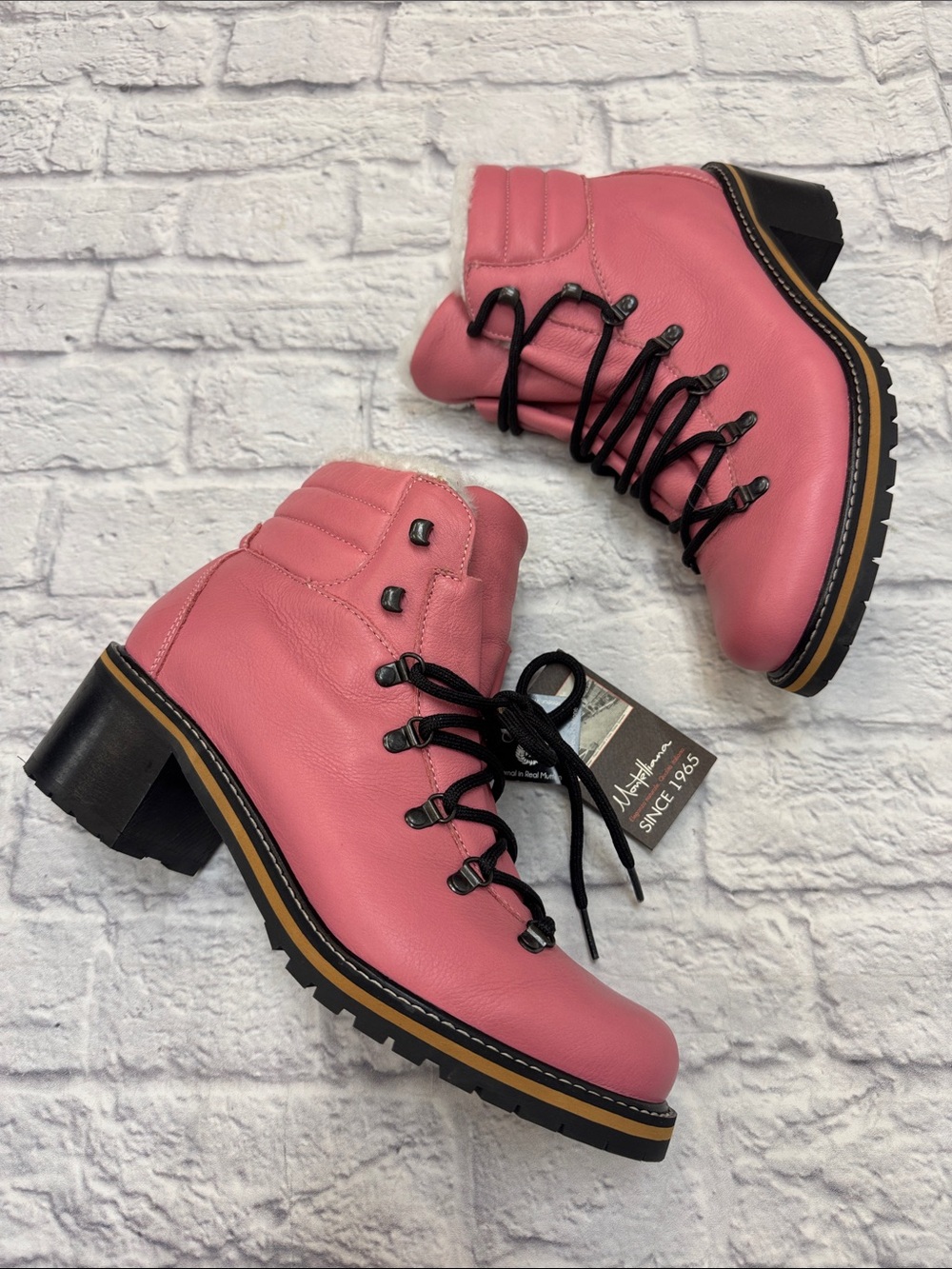 Pink Leather Ankle Boots